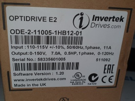 11x Invertek Optidrive E2  ODE-2-11005-1HB12-01  110-115V / 1 Phase 