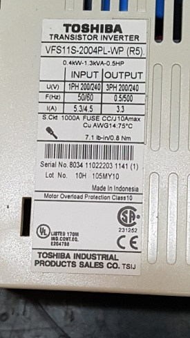 Toshiba VF-S11  0.4 kw  8034 11022203 1141 (1)