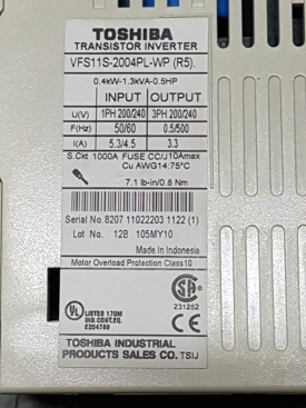 Toshiba VF-S11  0.4 Kw  8207 11022203 1122(1)