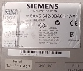 Siemens TP177B 6AV6 642-0BA01-1AX1 9060