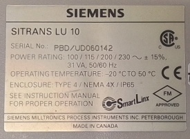 Siemens 7ML5007-1AA00-1A Sitrans LU 10