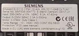 Siemens Sinamics G110 0,37kW 004773