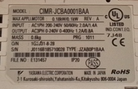 Yaskawa J1000 0,18kW J0116B185710028