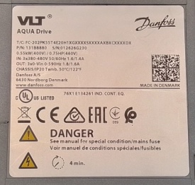 Danfoss VLT Aqua Drive FC-202 0,55kW 012626G230