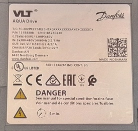 Danfoss VLT Aqua Drive FC-202 0,75kW 018526G230