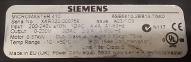 Siemens Micromaster 410 0,37kW XAR320-000756