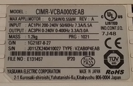 Yaskawa V1000 CIMR-VCBA0003EAB 0,75kW J011ZK240410027