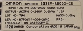 Omron Sysdrive 3G3EV 0,2kW N7P0614-004-264C