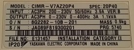 Omron Varispeed V7 0,4kW JA089F819300201