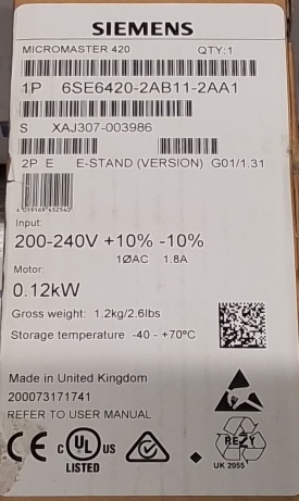 Siemens Micromaster 420 0,12kW XAJ307-003986