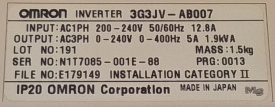 Omron Sysdrive 3G3JV 1,1kW N1T7085-001E-88