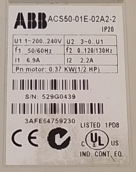 ABB ACS50 0,37kW 529G0439