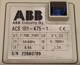 ABB ACS100 0,37kW 226B0789