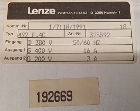 Lenze 492 E.4C DC 200/400V