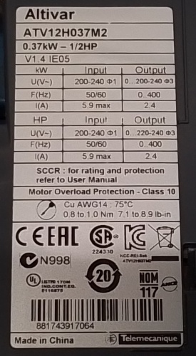 Schneider Electric Altivar ATV12H037M2 0,37kW 881743917064