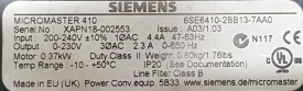 Siemens Micromaster 410  0.37 kw XAPN18-002553